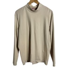 Bonobos Shirt Mens M Cream Long Sleeve Mock Neck 100% Cotton Layer Outdoor Golf